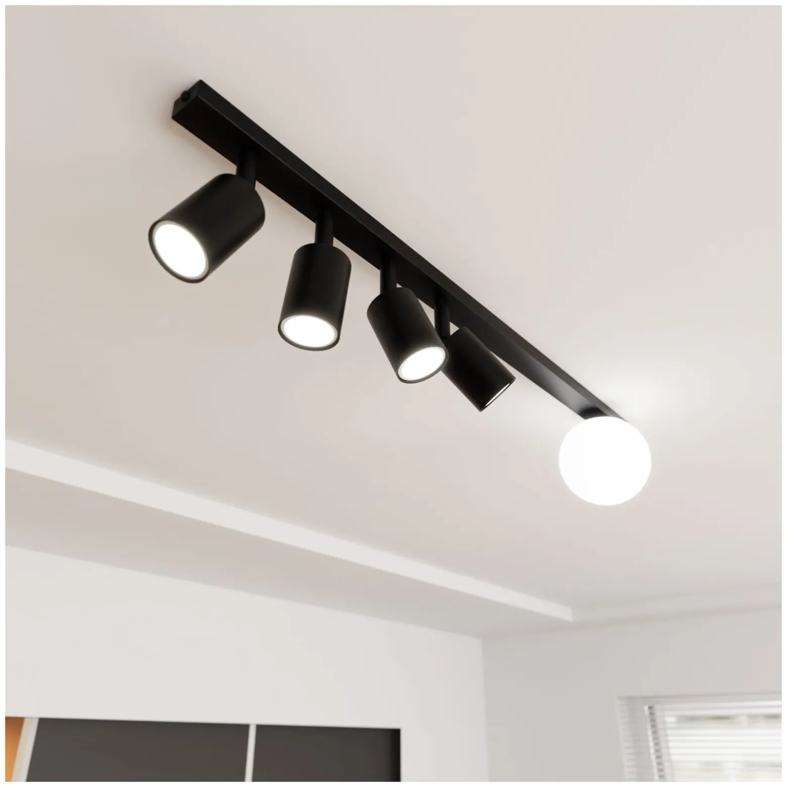 Emibig Taklampa Baster Stål Svart | Passande för 4x GU10 - Max 8W, 1x E14 - Max 10W