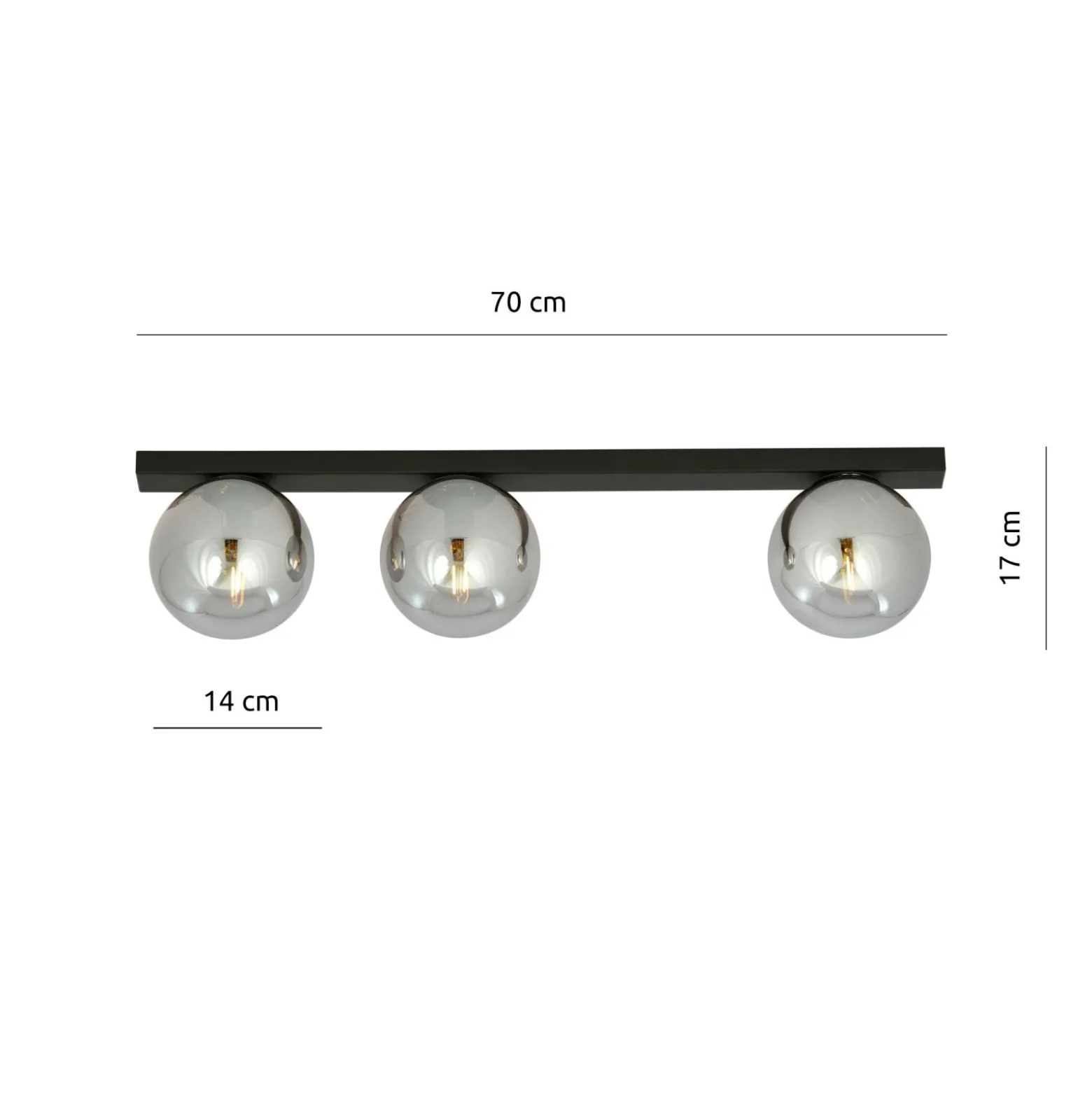 Emibig Taklampa Fit Stål Svart | Passande för 3x E14 - Max 10W