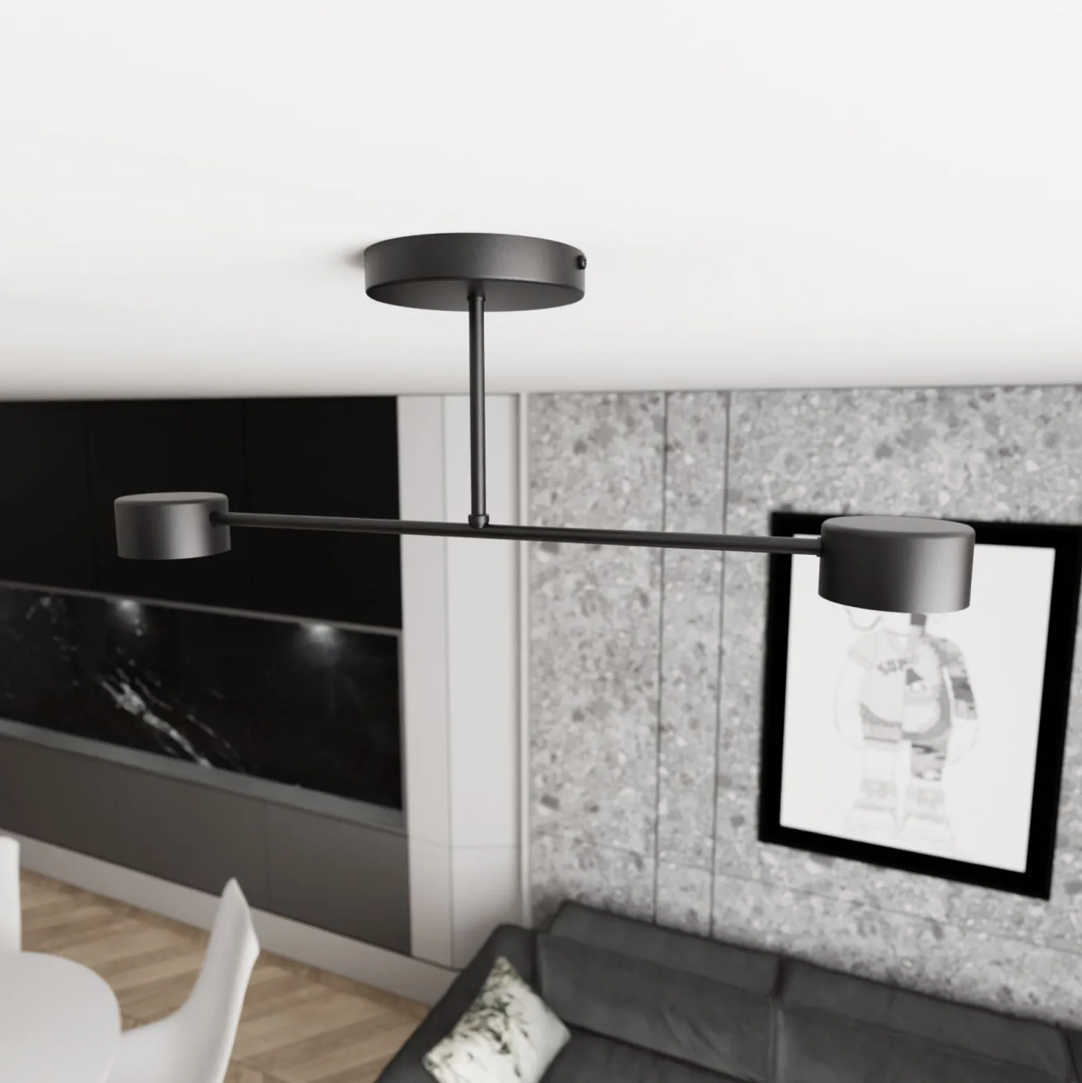 Emibig Taklampa Halo Stål Svart | Passande för 2x GX53 - Max 8W