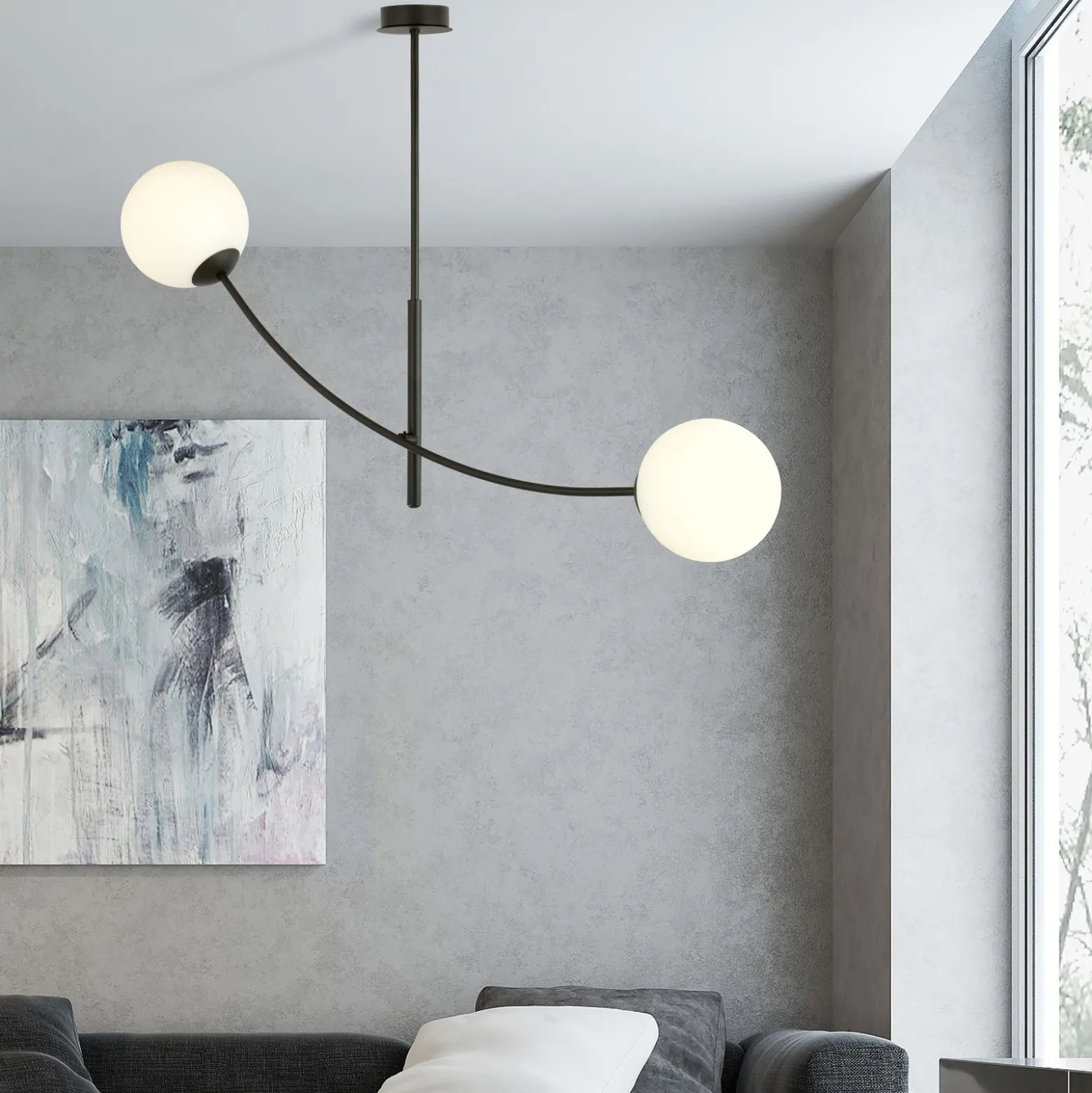 Emibig Taklampa Hunter Stål Svart | Passande för 2x E14 - Max 10W