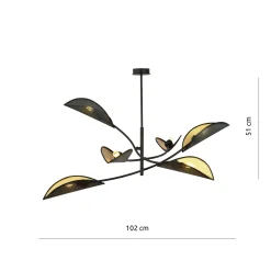 Emibig Taklampa Lotus Stål Svart | Passande för 6x E14 - Max 10W