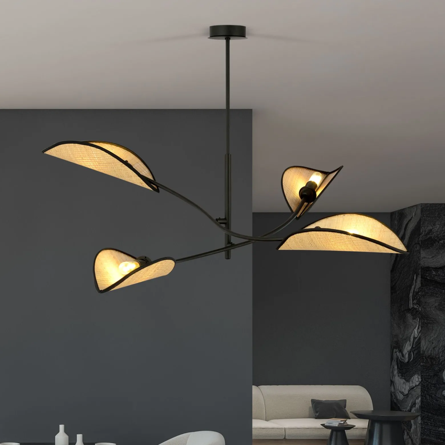 Emibig Taklampa Lotus Stål Svart | Passande för 4x E14 - Max 10W