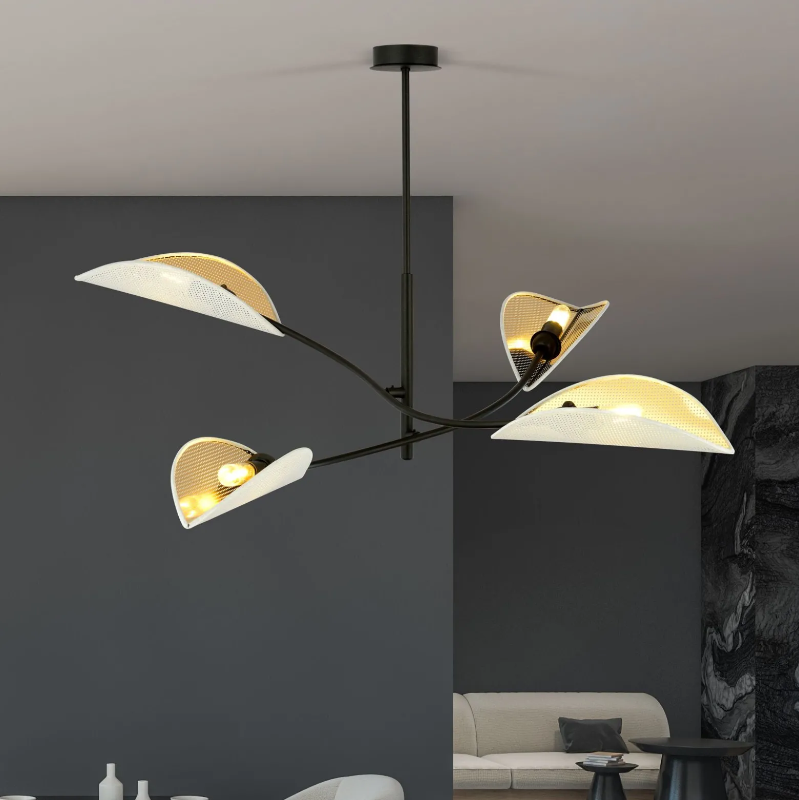 Emibig Taklampa Lotus Stål Svart | Passande för 4x E14 - Max 10W