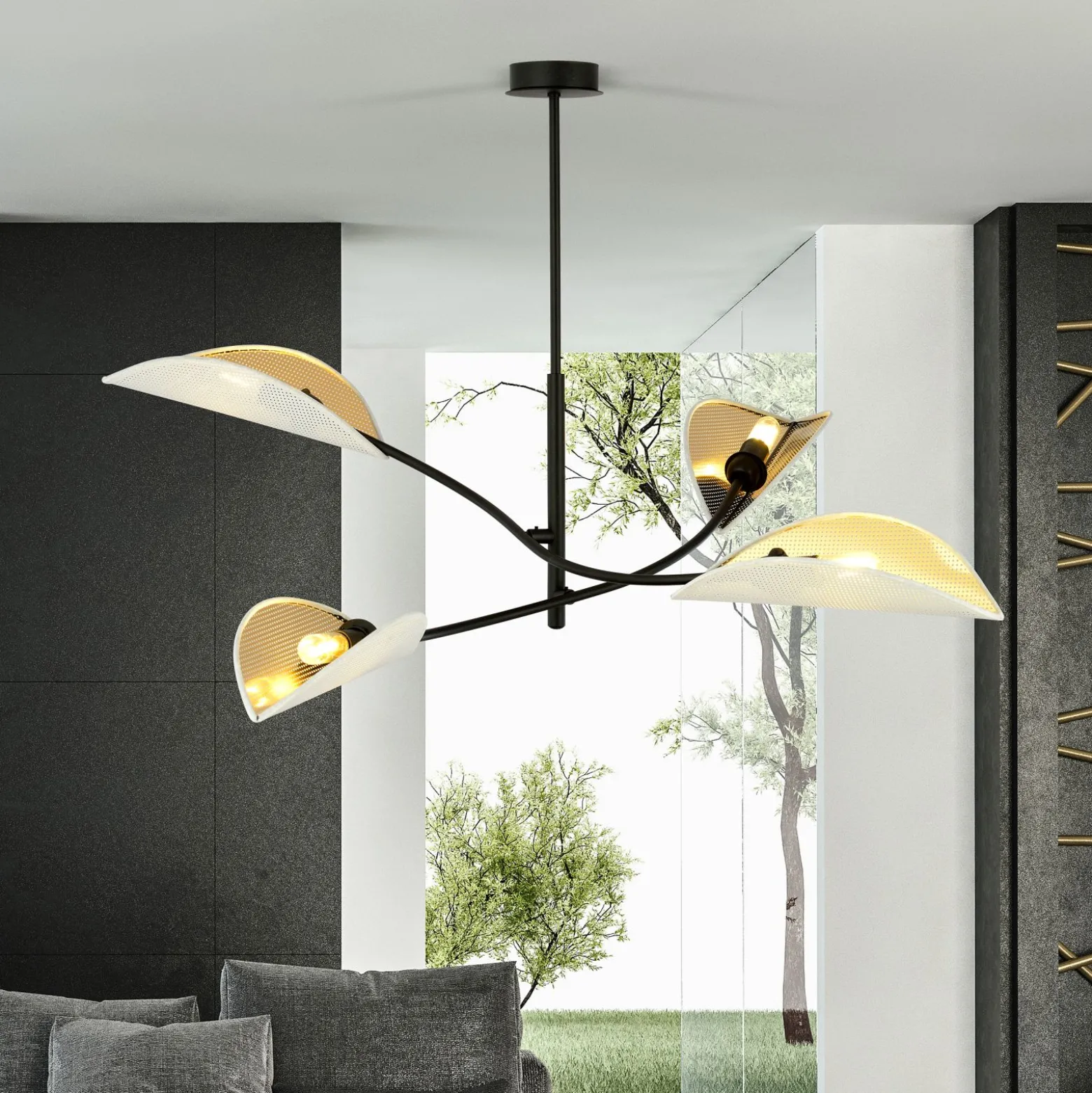 Emibig Taklampa Lotus Stål Svart | Passande för 4x E14 - Max 10W