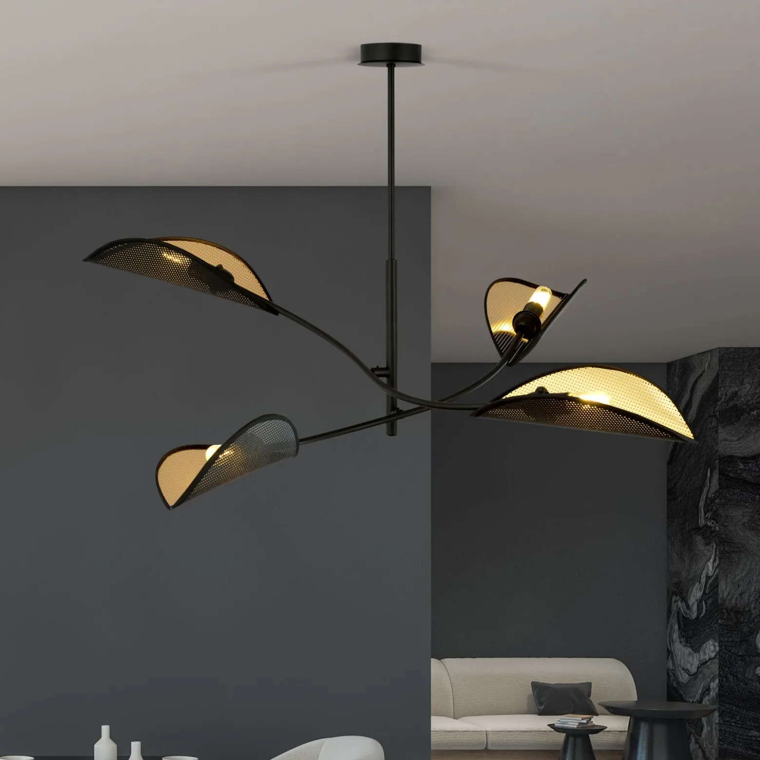 Emibig Taklampa Lotus Stål Svart | Passande för 4x E14 - Max 10W