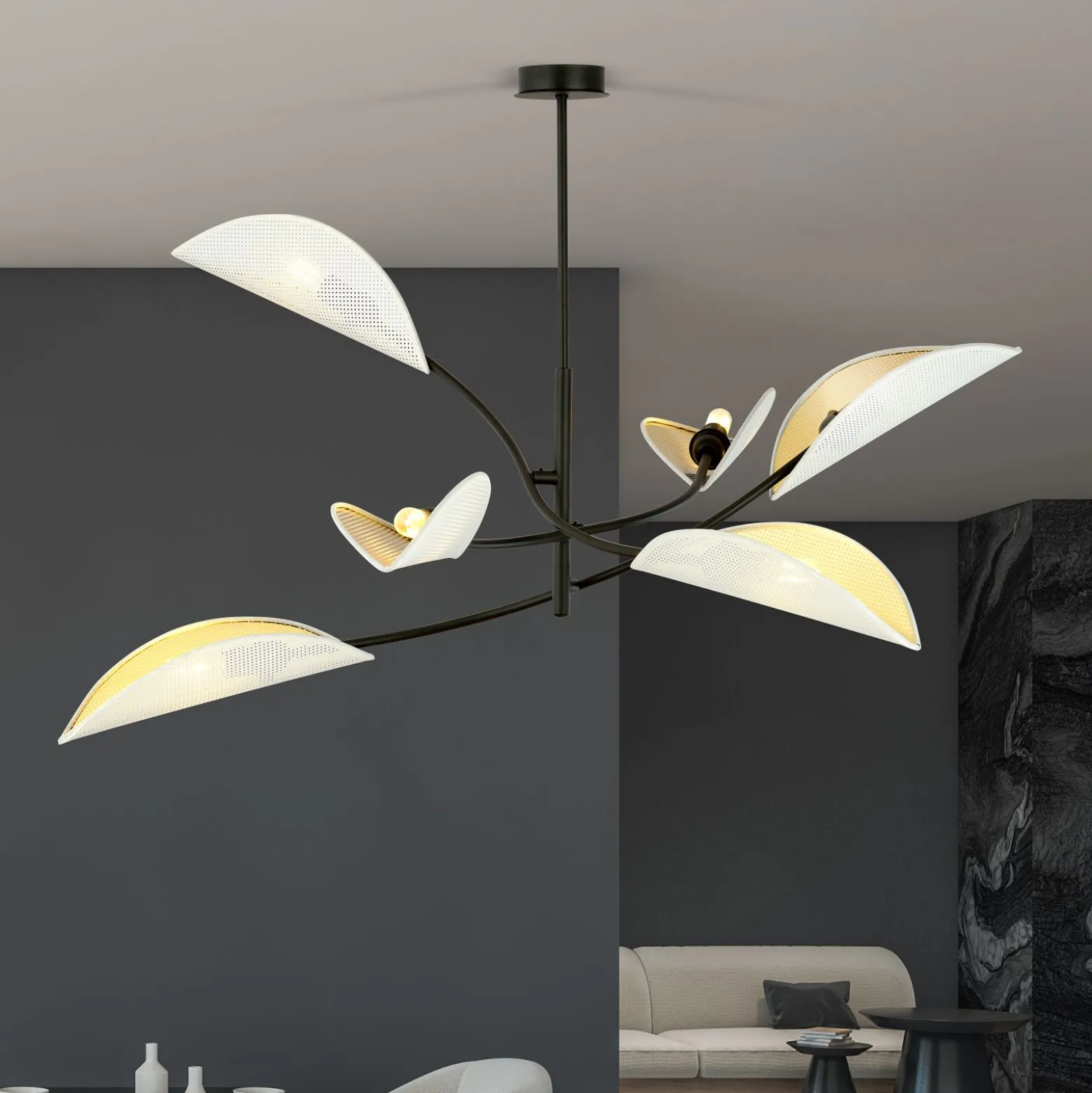 Emibig Taklampa Lotus Stål Svart | Passande för 6x E14 - Max 10W