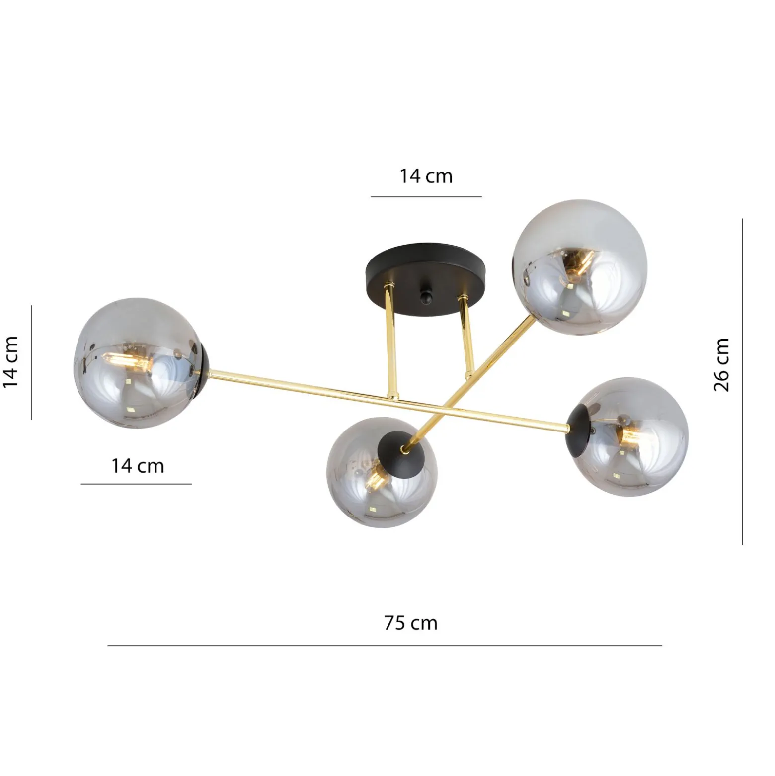Emibig Taklampa Magnum Stål Svart | Passande för 4x E14 - Max 10W