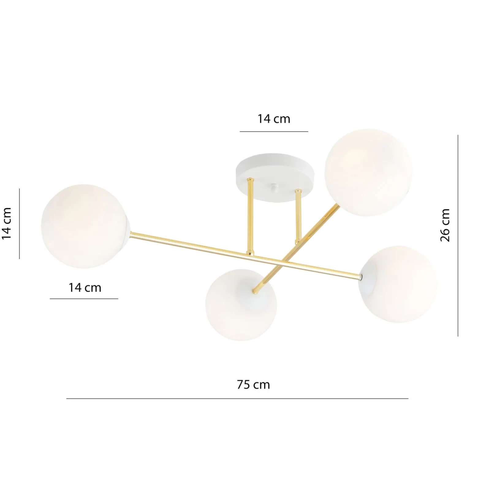 Emibig Taklampa Magnum Stål Vit | Passande för 4x E14 - Max 10W