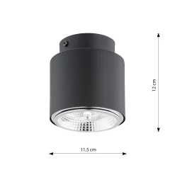 Emibig Taklampa Nano Stål Svart | Passande för 1x GU10 (AR111) - Max 12W