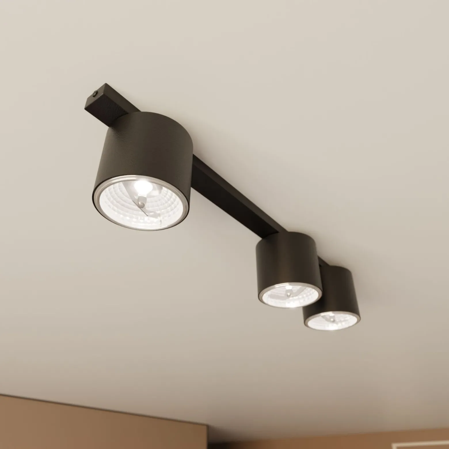 Emibig Taklampa Nano Stål Svart | Passande för 3x GU10 (AR111) - Max 12W
