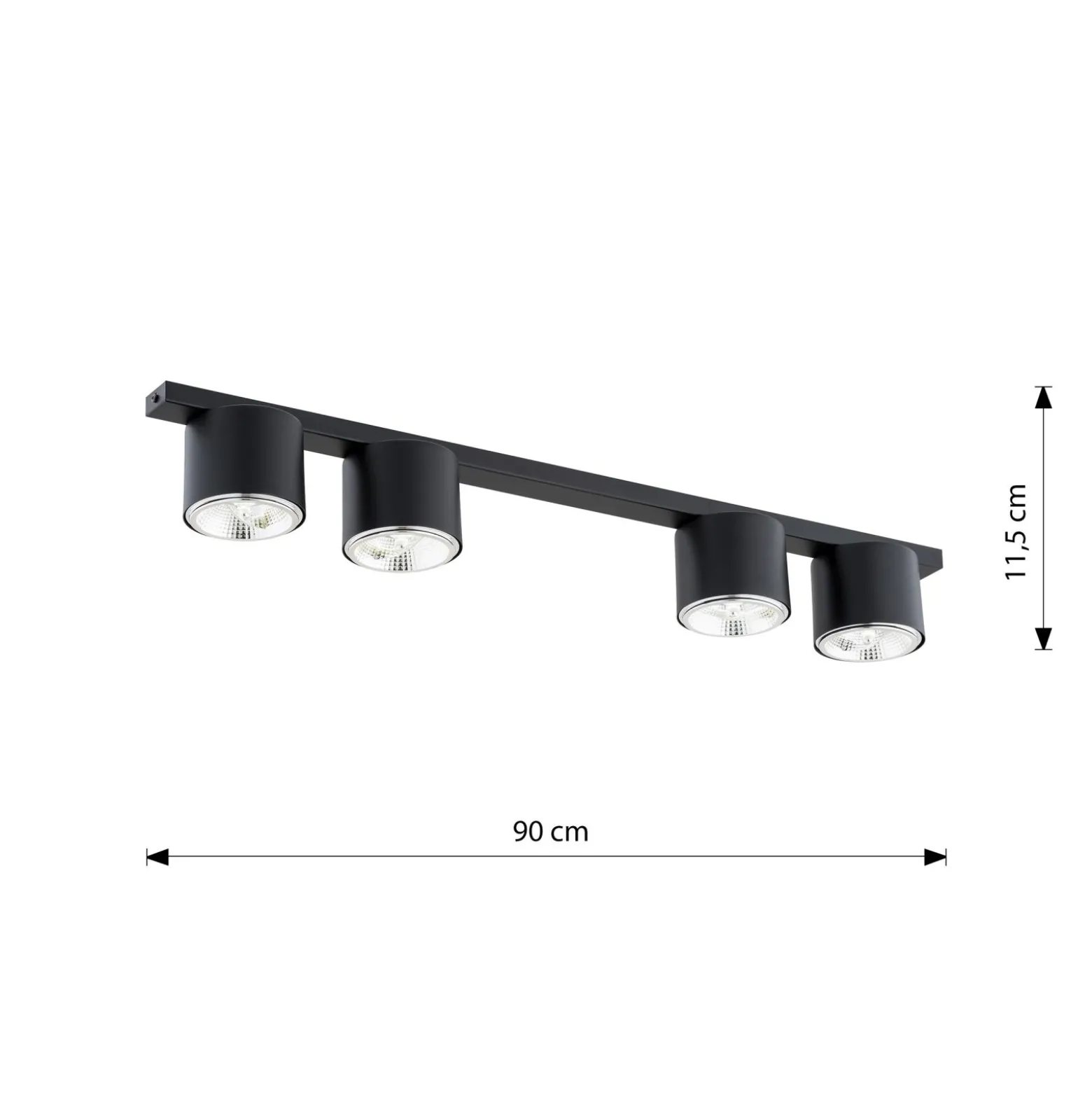 Emibig Taklampa Nano Stål Svart | Passande för 4x GU10 (AR111) - Max 12W