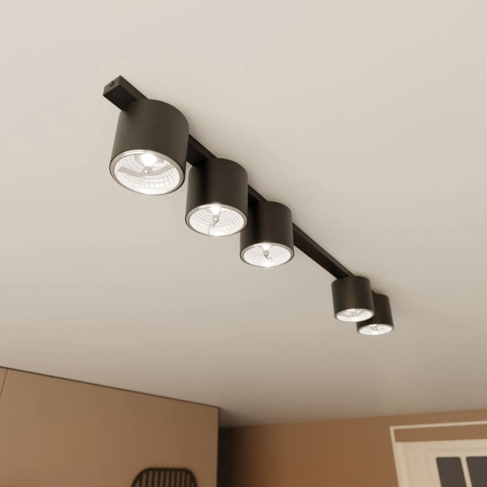 Emibig Taklampa Nano Stål Svart | Passande för 5x GU10 (AR111) - Max 12W