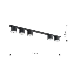 Emibig Taklampa Nano Stål Svart | Passande för 5x GU10 (AR111) - Max 12W