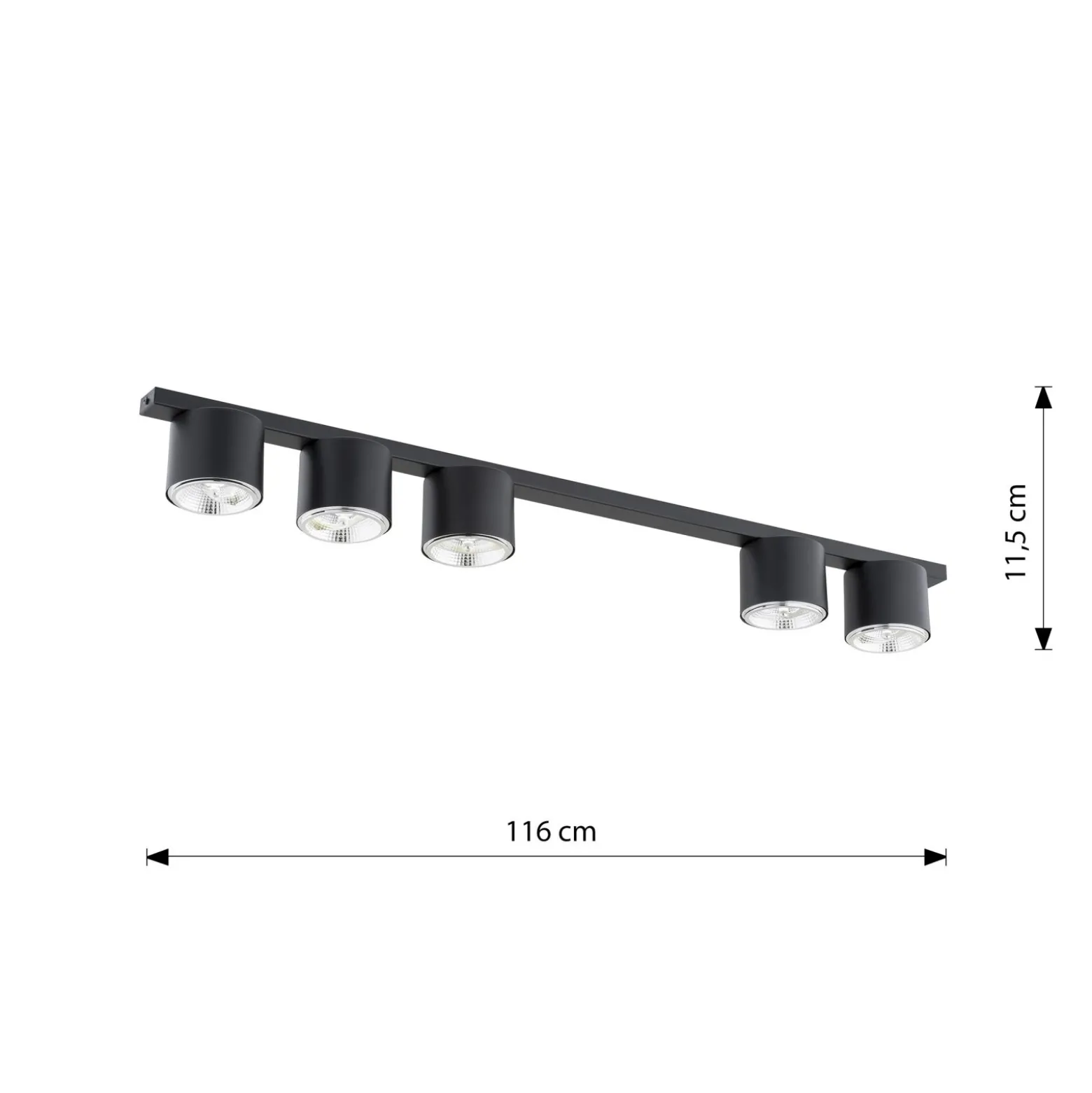 Emibig Taklampa Nano Stål Svart | Passande för 5x GU10 (AR111) - Max 12W
