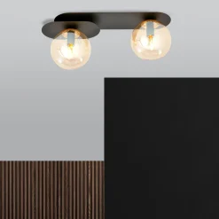 Emibig Taklampa Plaza Stål Svart | Passande för 2x E14 - Max 10W