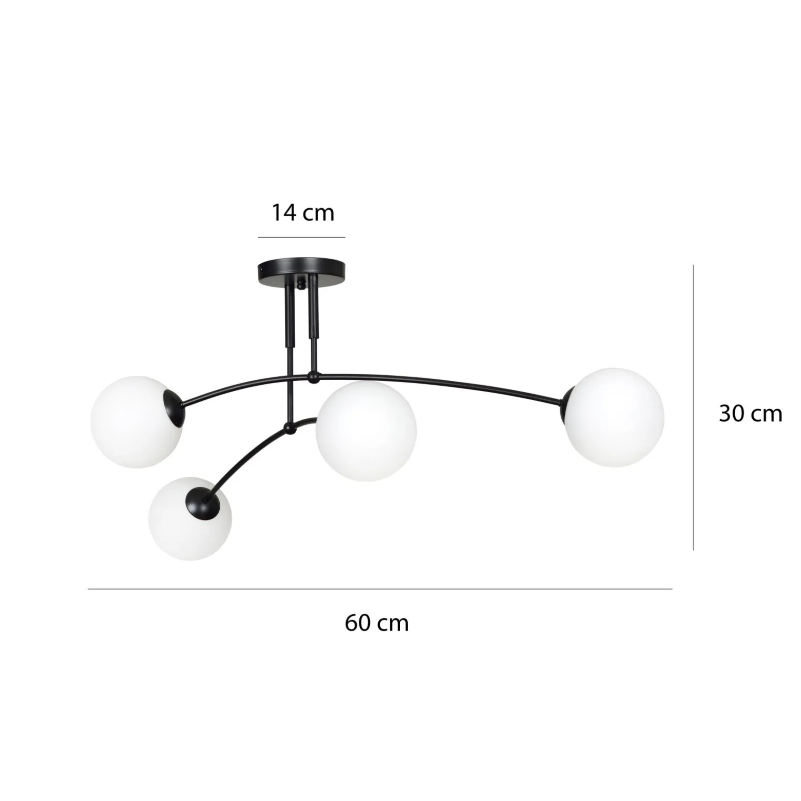 Emibig Taklampa Pregos Stål Svart | Passande för 4x E14 - Max 10W