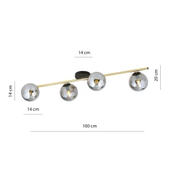 Emibig Taklampa Splendi Stål Svart | Passande för 4x E14 - Max 10W