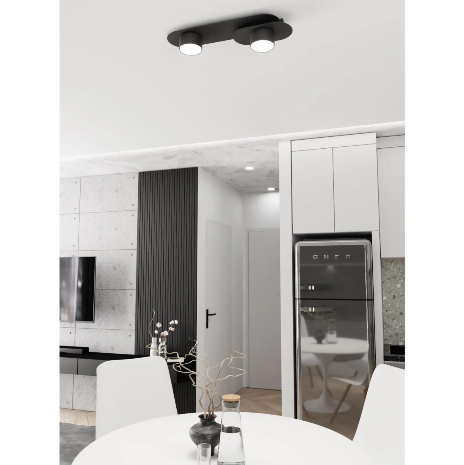 Emibig Taklampa Stilo Stål Svart | Passande för 2x GX53 - Max 12W