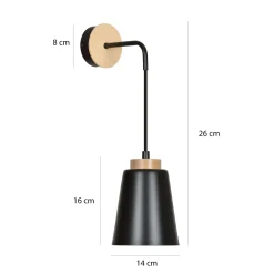 Emibig Vägglampa Bolero Stål Svart | Passande för 1x E27 - Max 15W
