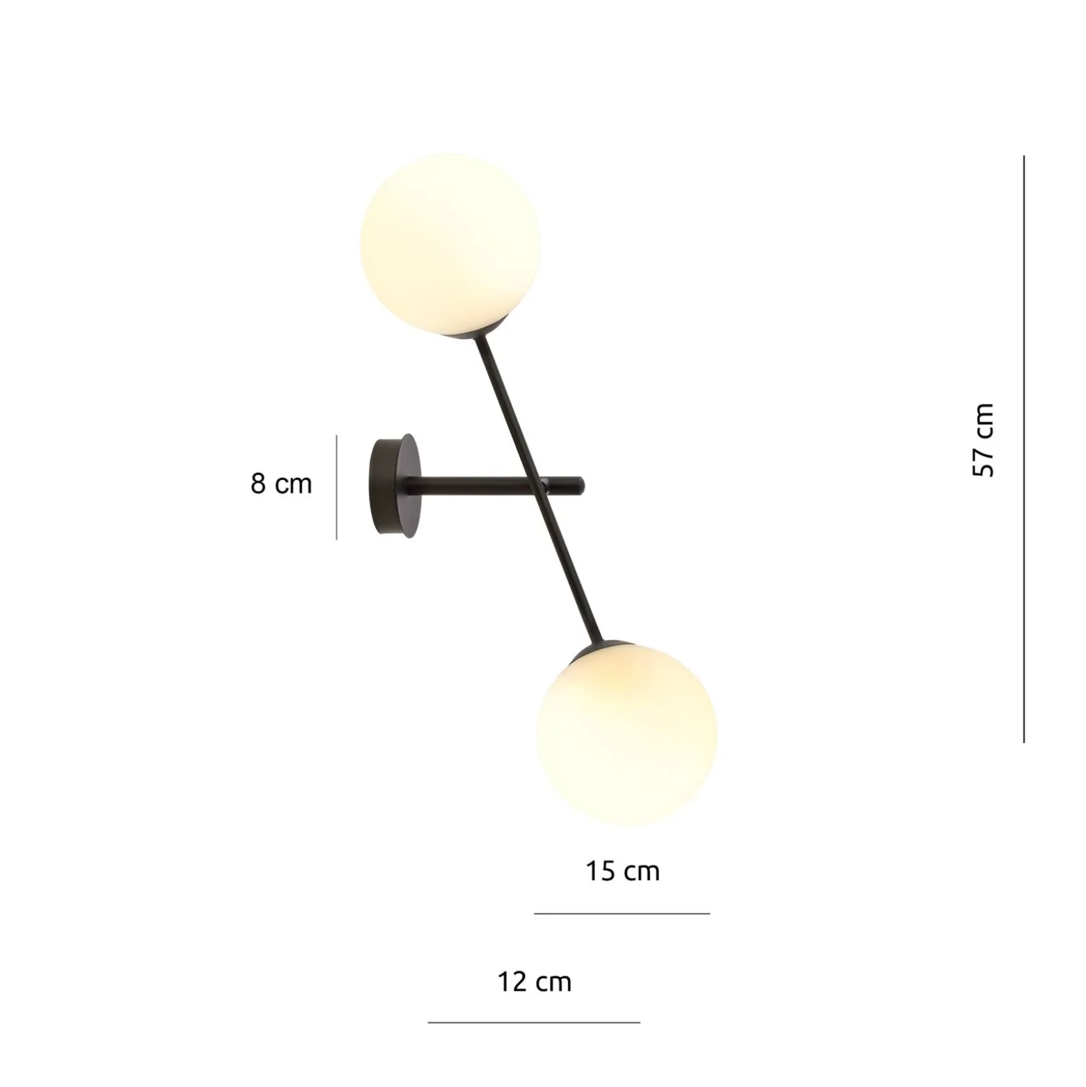 Emibig Vägglampa Linjär Stål Svart | Passande för 2x E14 - Max 10W