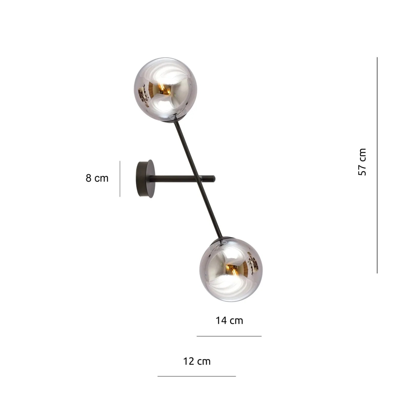 Emibig Vägglampa Linjär Stål Svart | Passande för 2x E14 - Max 10W