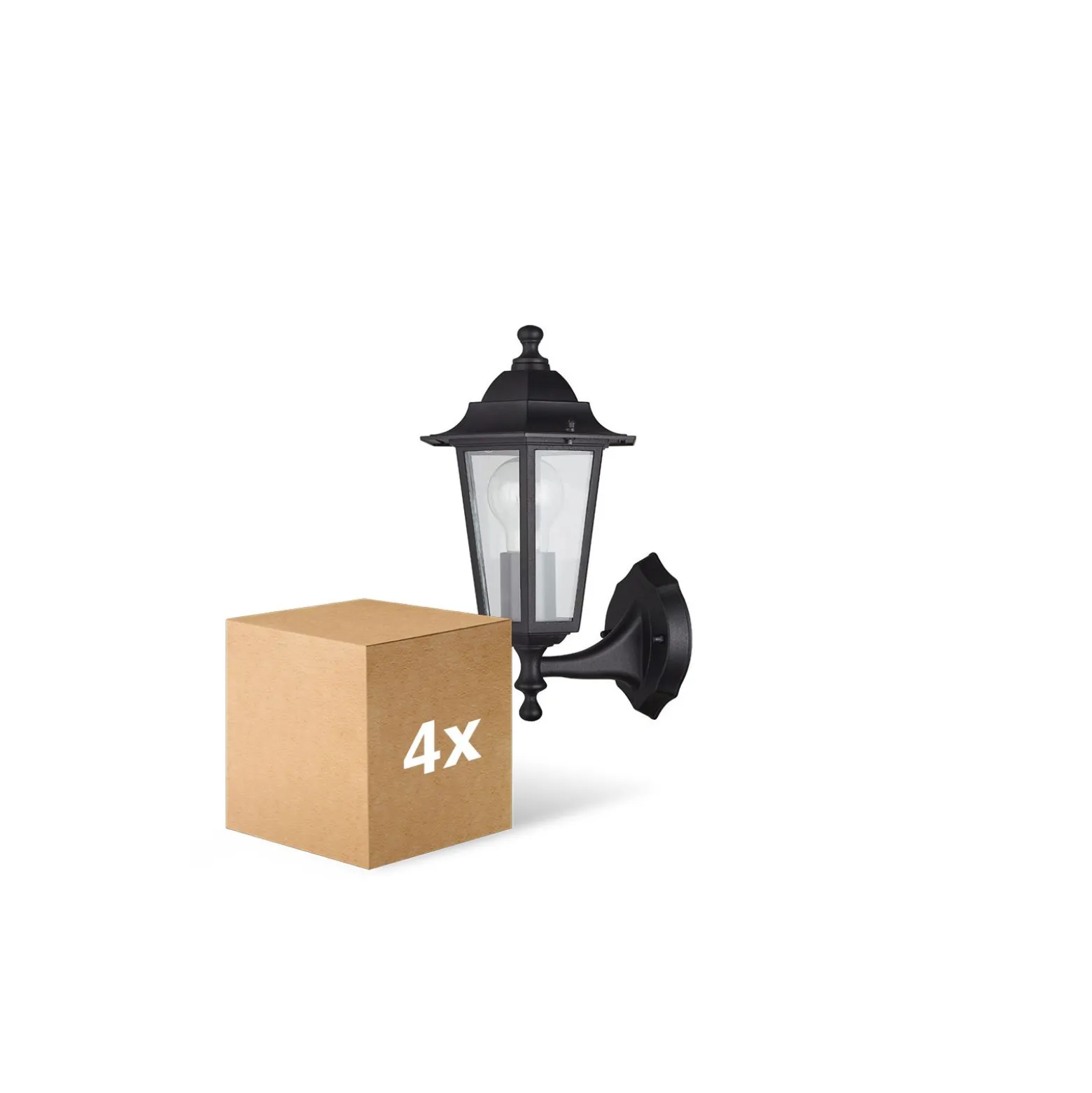 Flerpack 4x D'Lite Vägglampa Helora Svart | IP44 - Passande för 1x E27