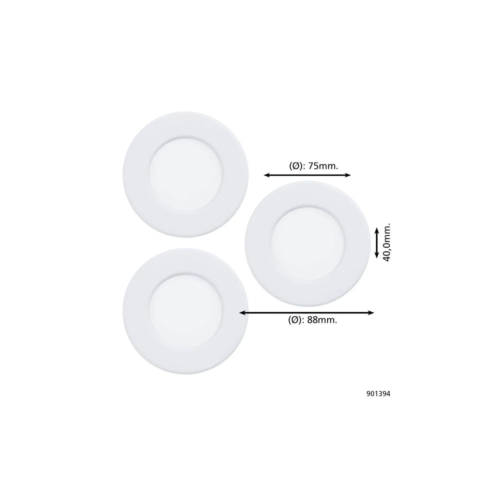 Flerpack 3x Eglo Infälld Spot Fueva 6 Plast Vit 11.1W 1350lm - 827-840-865 CCT
