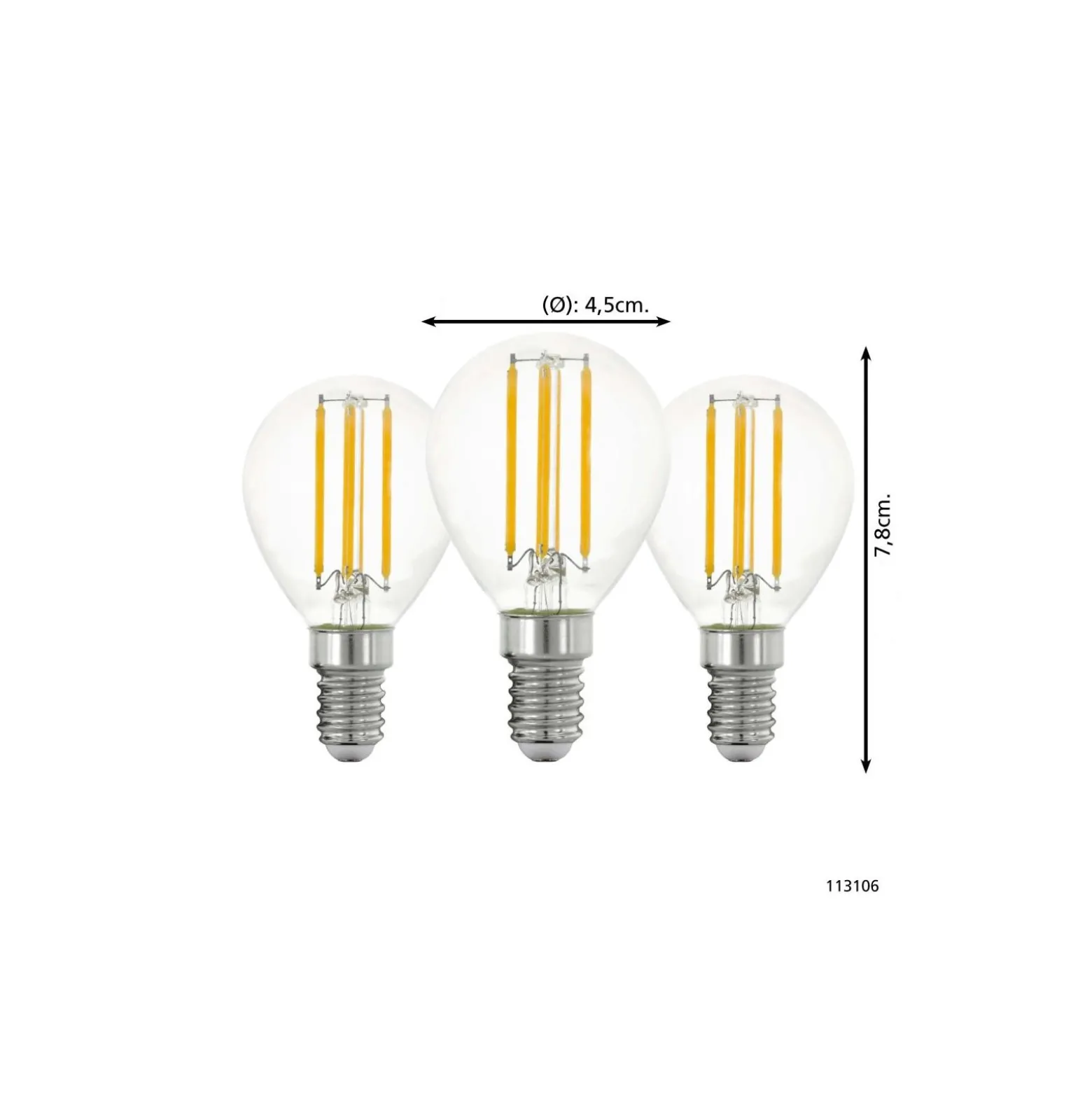 Flerpack 3x Eglo LED Boll E14 Filament Klar 21W 806lm - 827 Extra Varm Vit | Ersättare 60W