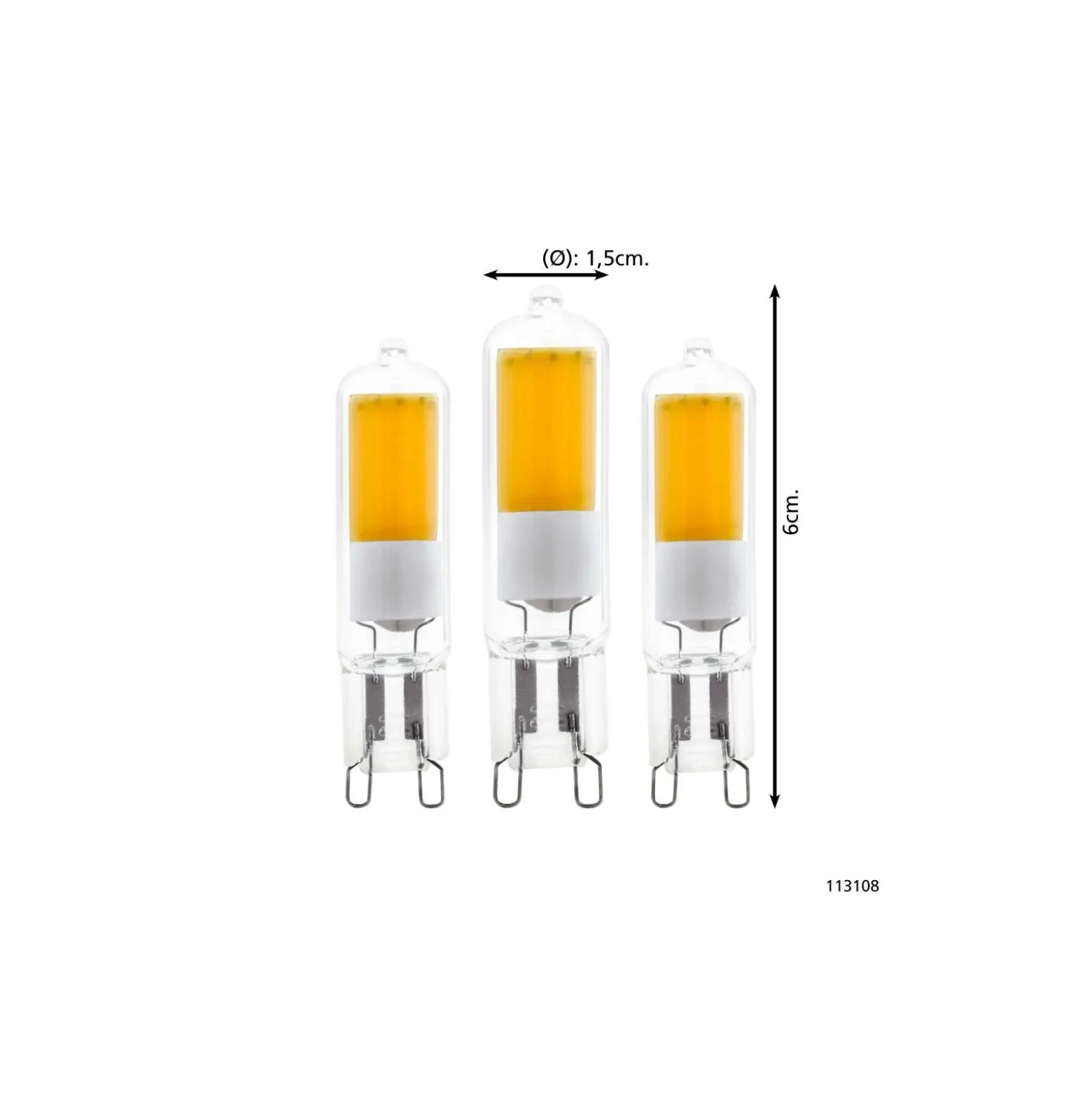 Flerpack 3x Eglo LED Capsule G9 Klar 6W 200lm - 830 Varm Vit | Ersättare 15W