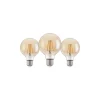 Flerpack 3x Eglo LED Globe E27 Filament Ambar 12W 400lm - 822 Extra Varm Vit | Ersättare 40W