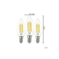 Flerpack 3x Eglo LED Kronljus E14 Filament Klar 21W 806lm - 827 Extra Varm Vit | Ersättare 60W