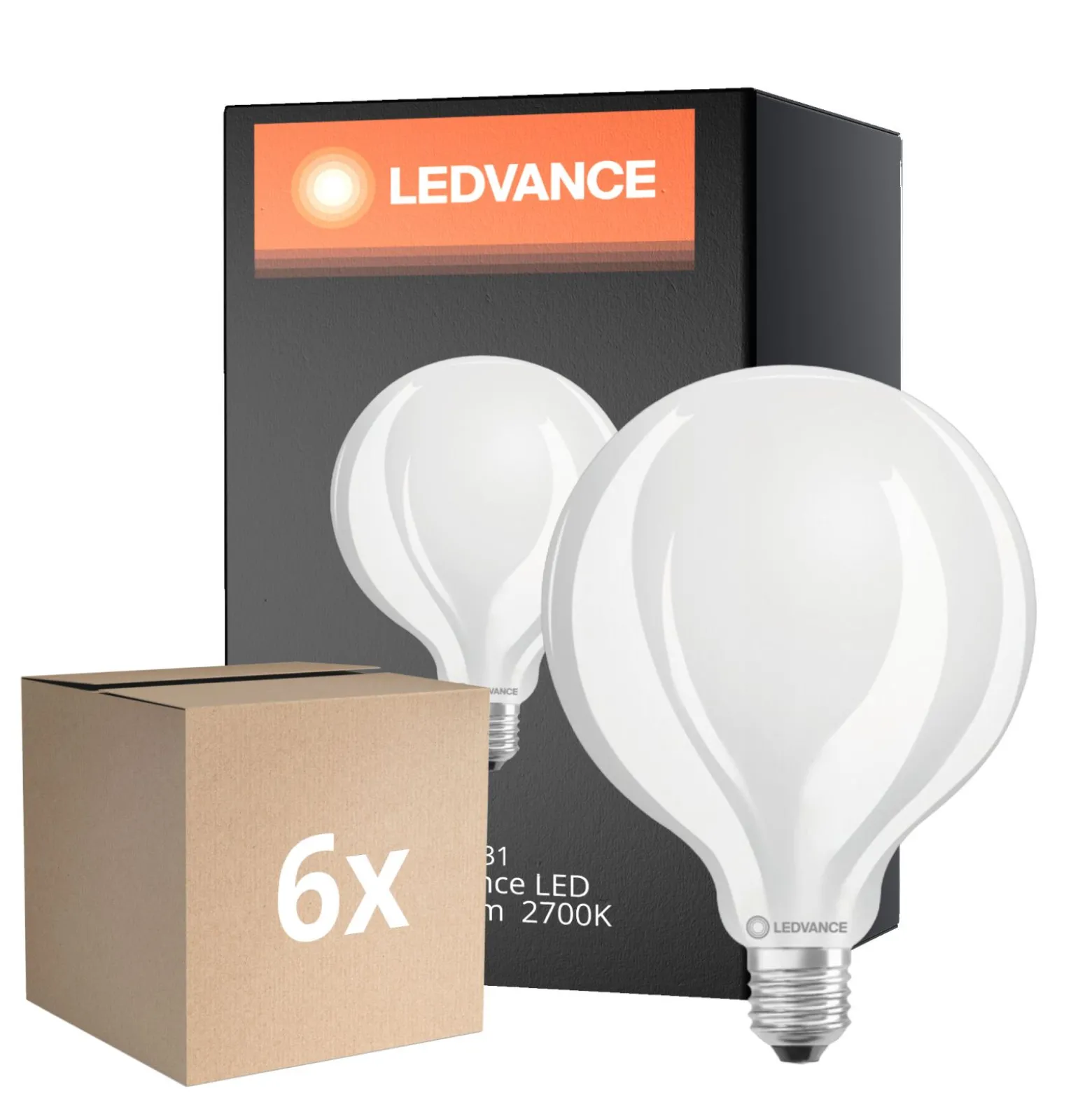 Flerpack 6x Ledvance LED Classic E27 Globe Matt 11W 1521lm - 827 Extra Varm Vit | Dimbar - Ersättare 100W