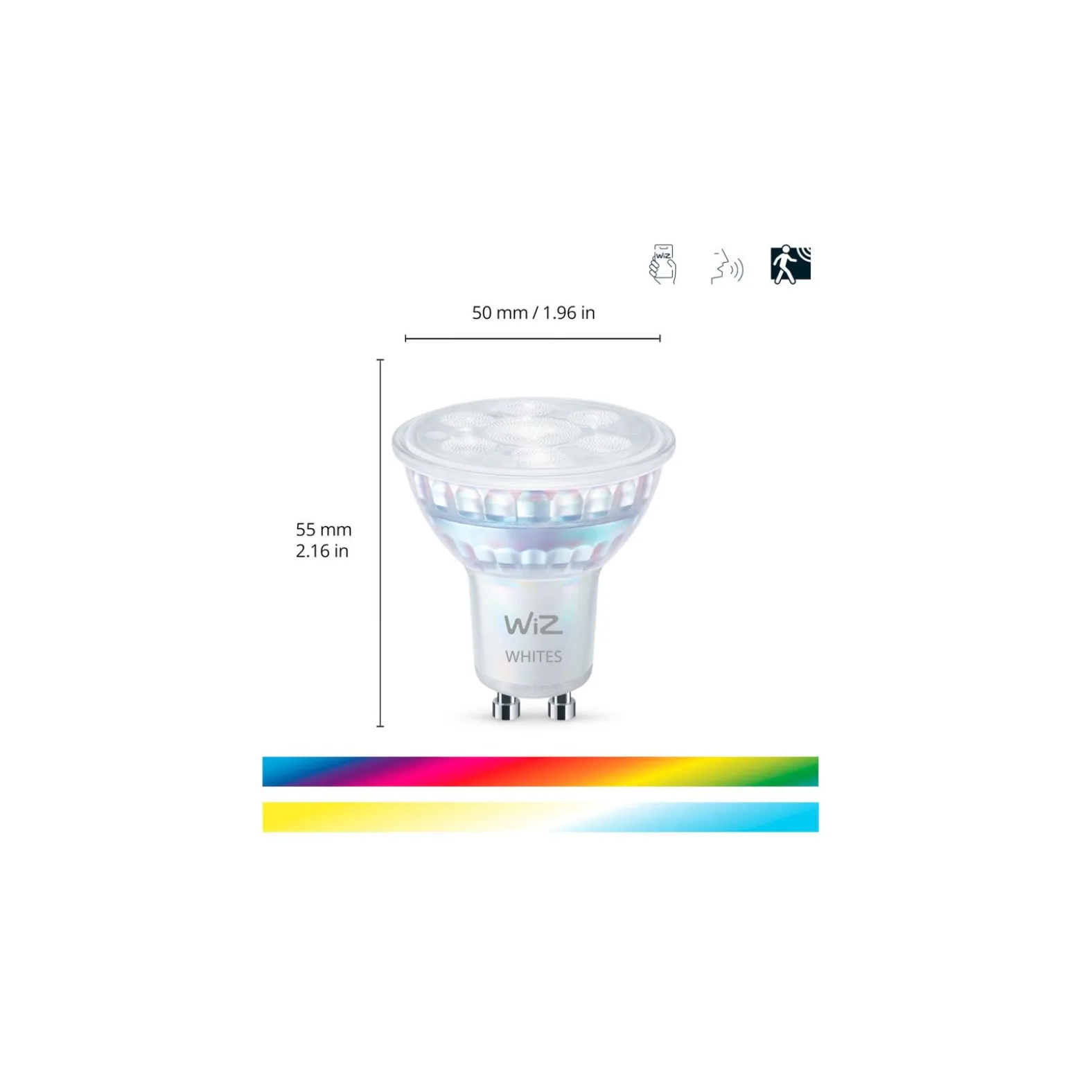Flerpack 3x WiZ Smart LED Spot GU10 PAR16 5W 400lm 36D | Bästa Färgåtergivning - Dimbar - Ersättare 50W