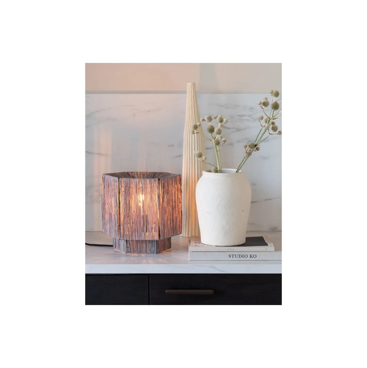 Good&Mojo Bordslampa Panama Rotting Grå S | Passande för 1x E27