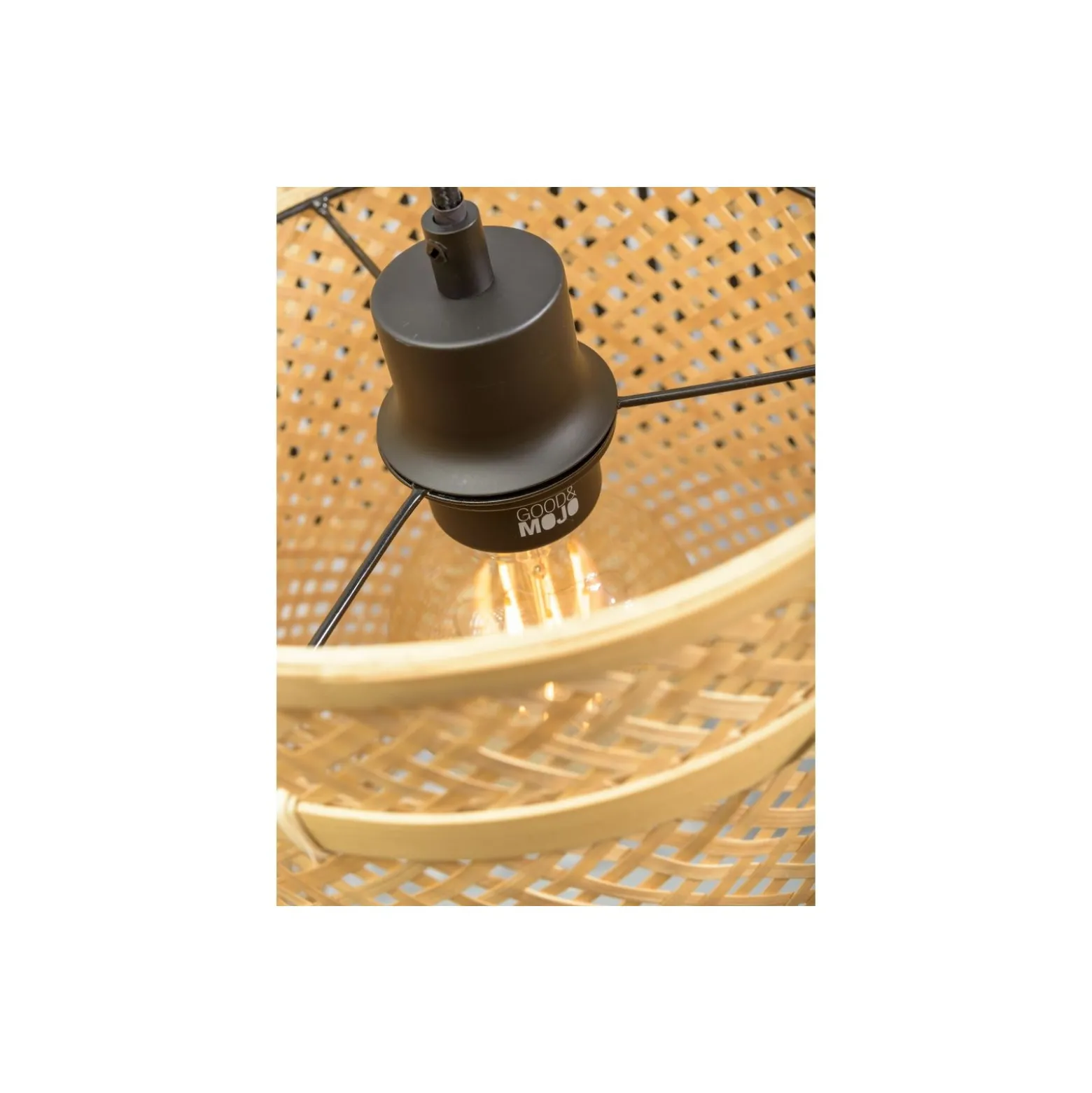 Good&Mojo Golvlampa Bhutan Bambu Svart L| Passande för 1x E27