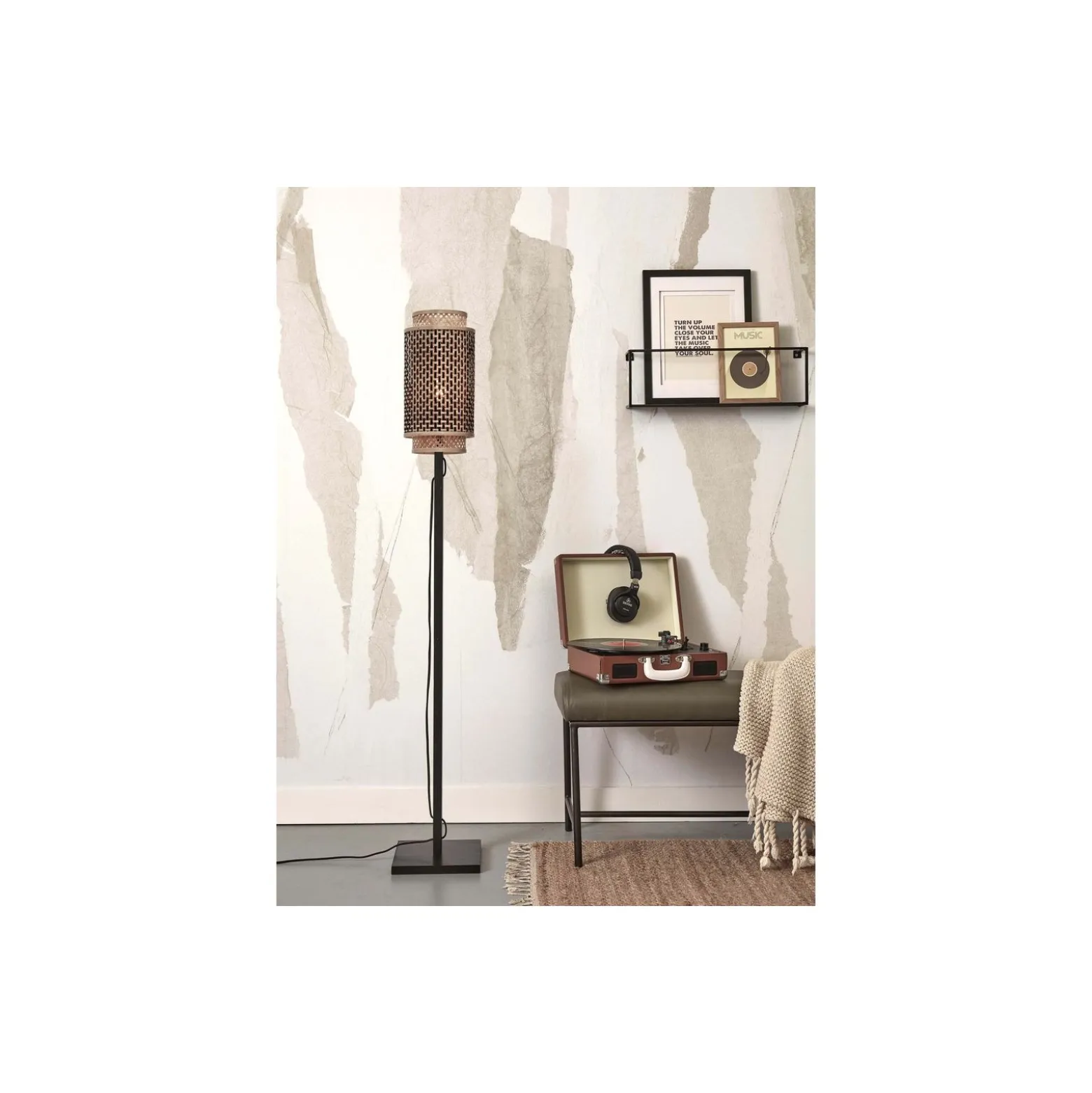 Good&Mojo Golvlampa Bhutan Bambu Brun | Passande för 1x E27