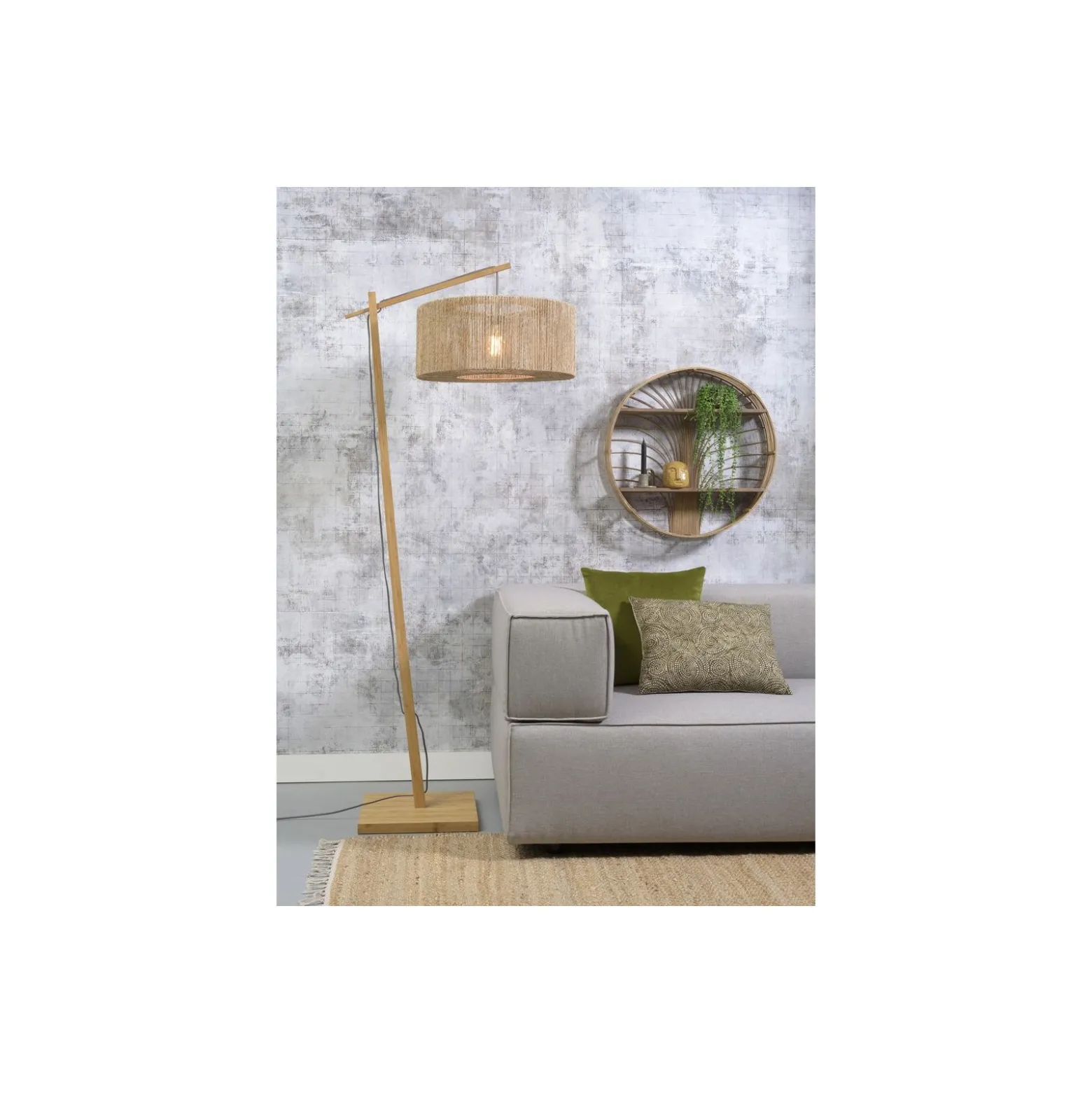 Good&Mojo Golvlampa Iguazu Textil Brun | Passande för 1x E27
