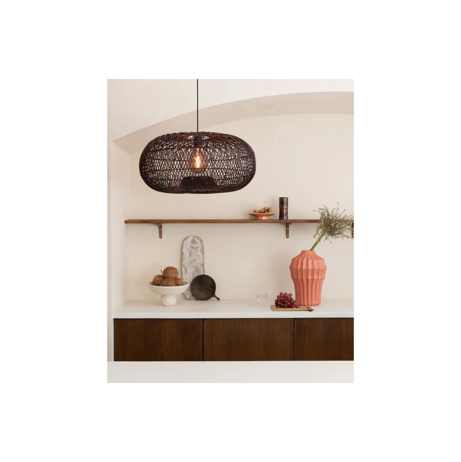Good&Mojo Pendellampa Arizona Rattan Burgundy S | Passande för 1x E27