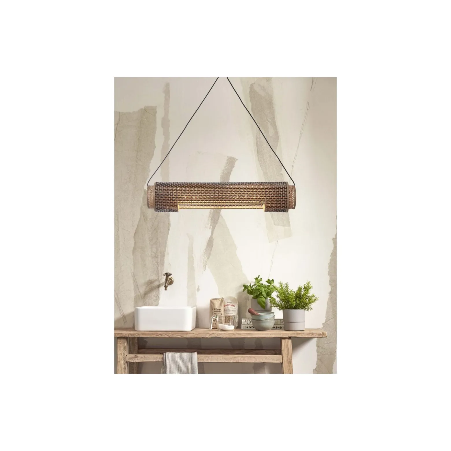 Good&Mojo Pendellampa Bhutan Bambu Brun | Passande för 2x E27