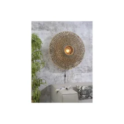 Good&Mojo Vägglampa Bali Bambu Svart L | Passande för 1x E27