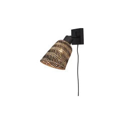 Good&Mojo Vägglampa Java Bambu Svart | Passande för 1x E27