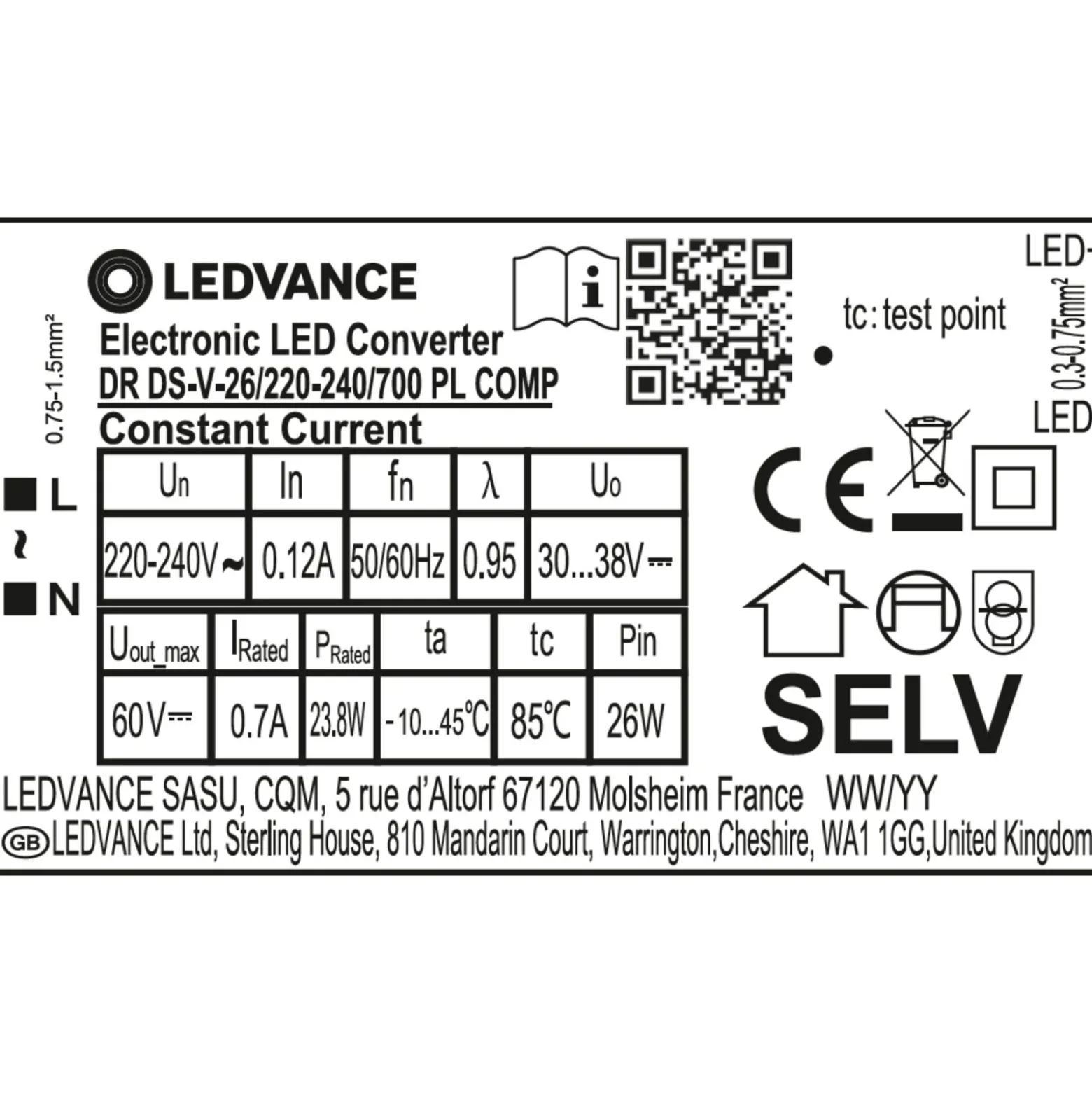Ledvance Dr Ds-V-26/220-240/700 Pl Comp