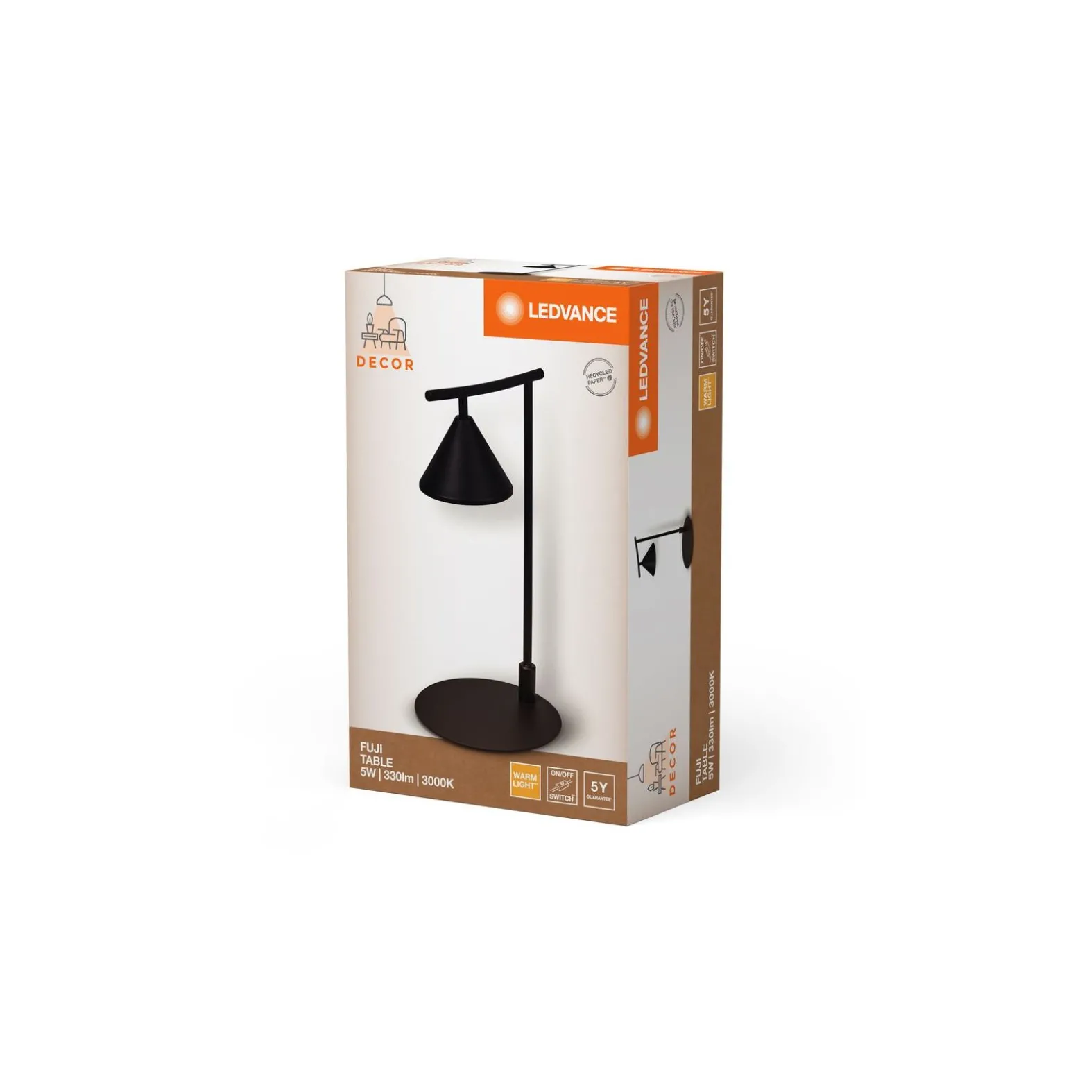 Ledvance Bordslampa Decor Fuji Svart 5W 180lm - 930 Varm Vit| Bästa Färgåtergivning