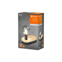 Ledvance Bordslampa Decor Trä/Svart | Passande för 1xE27 - Touch/3-Stegs Dimbar