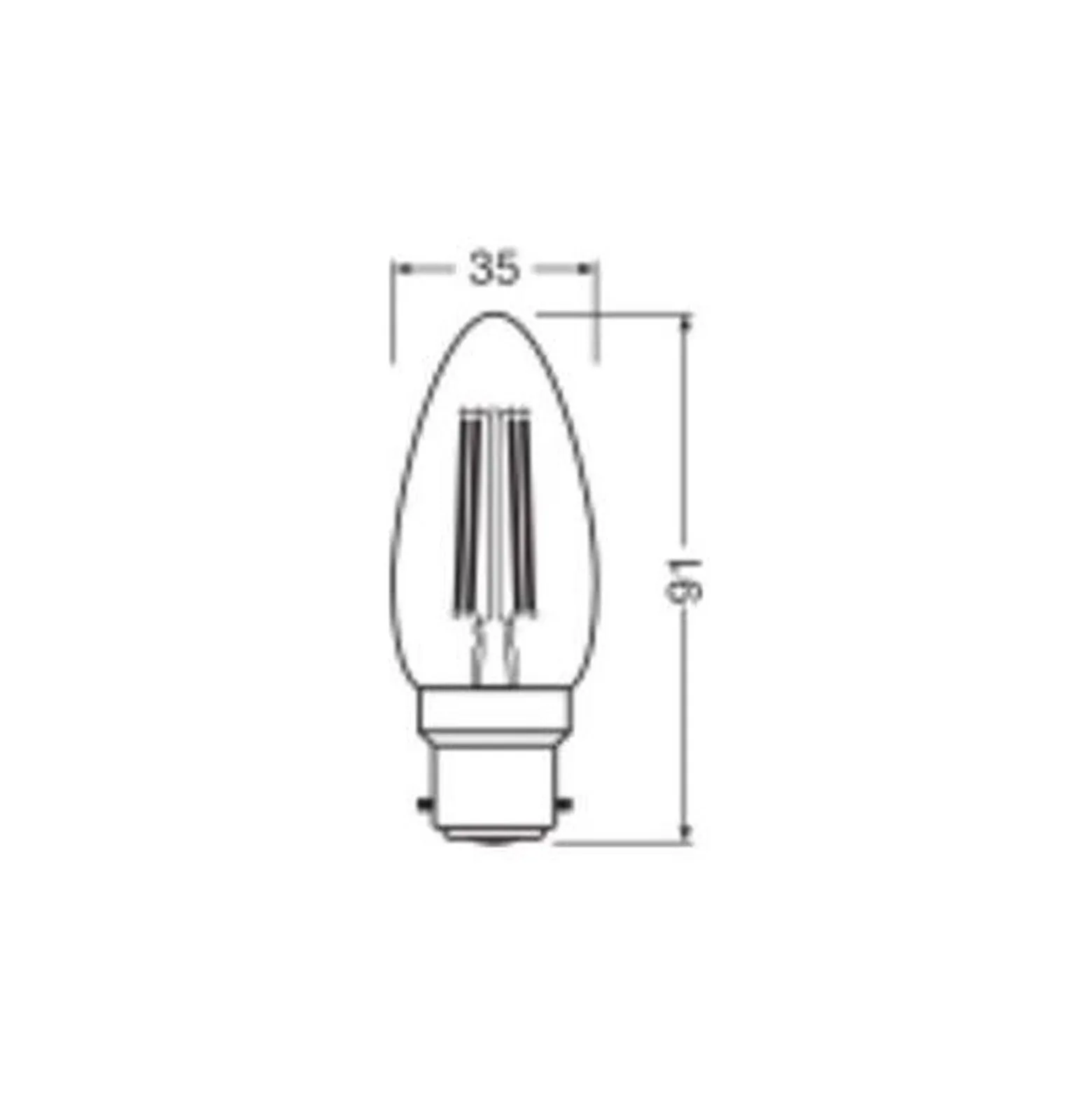 Ledvance Classic LED B22 Kronljus Filament Klar 3.4W 470lm - 827 Extra Varm Vit | Ersättare 40W