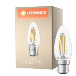 Ledvance Classic LED B22 Kronljus Filament Klar 3.4W 470lm - 827 Extra Varm Vit | Ersättare 40W
