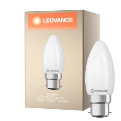 Ledvance Classic LED B22 Kronljus Matt 3.4W 470lm - 827 Extra Varm Vit | Dimbar - Ersättare 40W