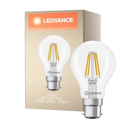 Ledvance Classic LED B22 Päron Filament Klar 3.4W 470lm - 827 Extra Varm Vit | Ersättare 40W
