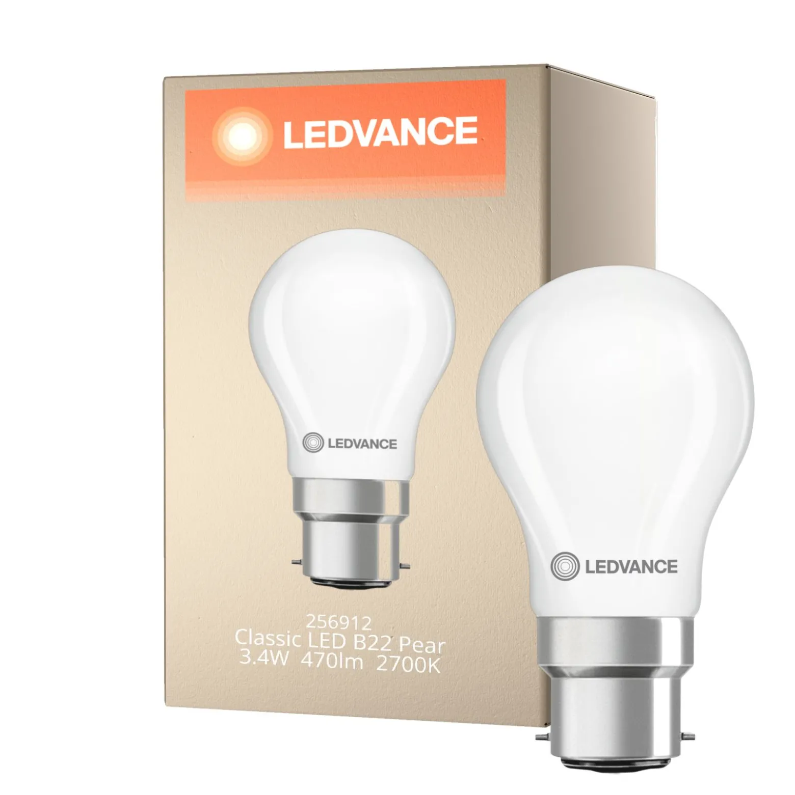 Ledvance Classic LED B22 Päron Matt 3.4W 470lm - 827 Extra Varm Vit | Ersättare 40W