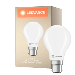 Ledvance Classic LED B22 Päron Matt 5.9W 806lm - 827 Extra Varm Vit | Dimbar - Ersättare 60W